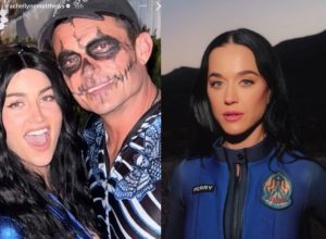 orlando-bloom-posa-com-atriz-fantasiada-de-katy-perry-em-festa-de-halloween
