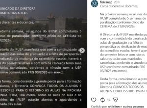 ‘ou-voltam-as-aulas-ou-perdem-o-semestre’,-afirma-instituto-de-fisica-da-usp-sobre-alunos-em-greve